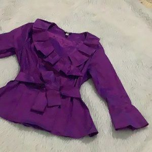 Harve Benard Purple Ruffled Blazer